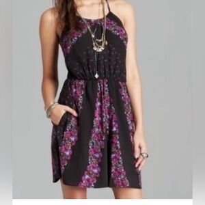 Free People Womens Simona Dress Mini Boho Sleeveless Floral Cross Back Size M